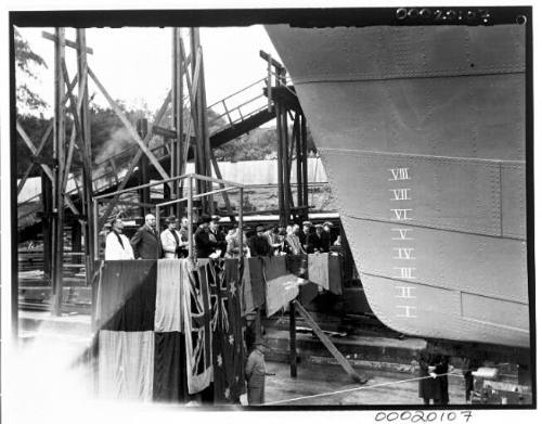 Vessel launch at Cockatoo Dockyard, Sydney