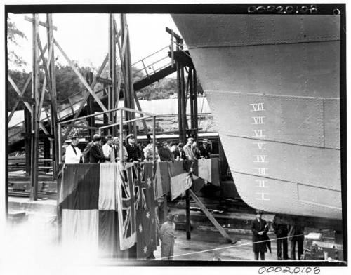 Vessel launch at Cockatoo Dockyard, Sydney