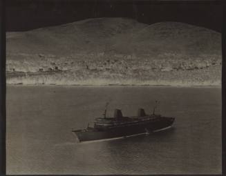 Negative depicting cruise liner at sea