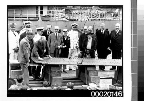 Launching of HMAS WARREGO (II) at Cockatoo dockyard