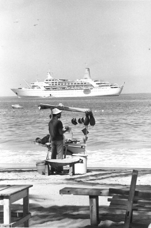 Photograph depicting SPIRIT OF LONDON viewed from a beach