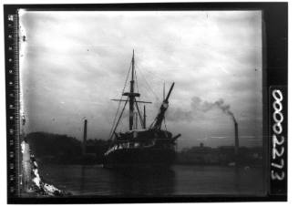 The former HMS / HMVS NELSON possibly at anchor off Pyrmont, Sydney Harbour