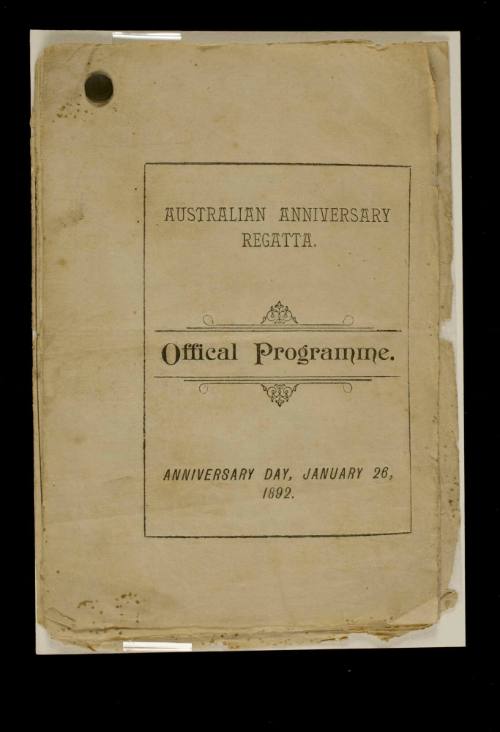 Australian Anniversary Regatta Official Program 26 January 1892