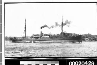 Unidentified merchant vessel, possibly near the north shore area of Sydney