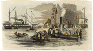 The GREAT BRITAIN steam-ship leaving Prince's Pier, Liverpool, for Australia