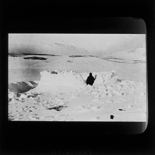 Thomas Hodgson inside an ice shelter