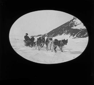 James Dellbridge on a dog sledge