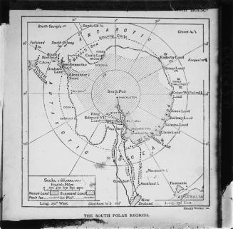 Map of the South Pole indicating the routes of Scott and Shackleton's expeditions