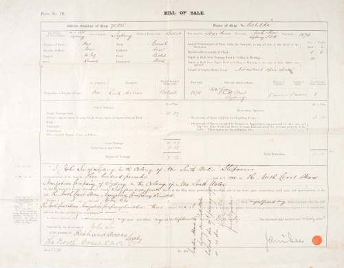 John See sale of SS MATILDA to the North Coast Steam Navigation Company Limited 18 December 1891