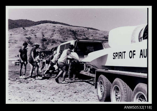 SPIRIT OF AUSTRALIA on trailer