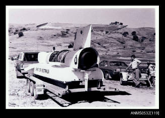 SPIRIT OF AUSTRALIA on a trailer