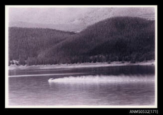 Starboard view of SPIRIT OF AUSTRALIA under poser on Blowering Dam