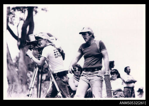 Channel Nine Sport camera crew filming SPIRIT OF AUSTRALIA at Blowering Dam