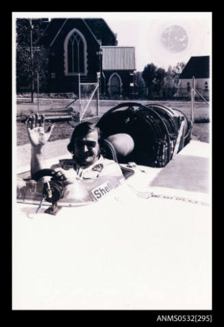 Ken Warby seated in cockpit of SPIRIT OF AUSTRALIA