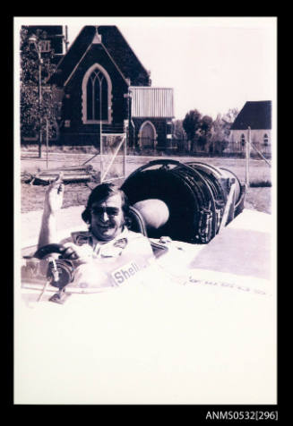 Ken Warby seated in cockpit of SPIRIT OF AUSTRALIA