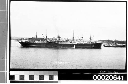 Starboard view of TSS ARGYLLSHIRE near the Royal Botanic Gardens in Sydney