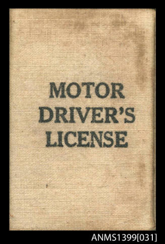 Motor Drivers License issued to  Lt. Commander Desmond A. Menlove