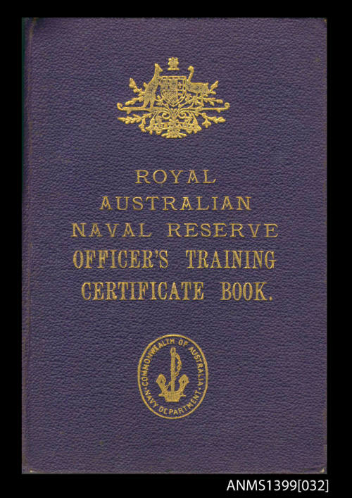 Royal Australian Naval Reserve Officers training certificate book