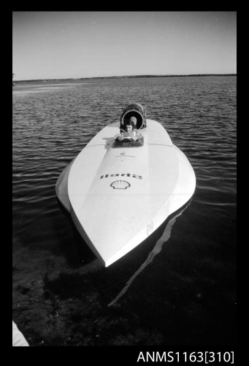 Negative depicting SPIRIT OF AUSTRALIA stationary in water