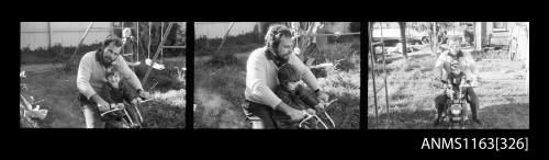 Strip of negatives depicting Graeme and Carina Andrews in Ken Warby's garden