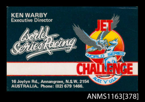 Ken Warby 'World Series Racing' business card