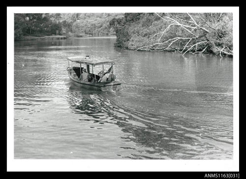 SUNDOWN steam powered launch with canvas canopy