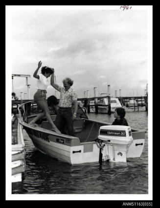 Open power boat Savage with Johnson 50 outboard engine