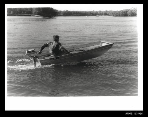 Aluminium Savage Runabout punt with Evinrude outboard engine