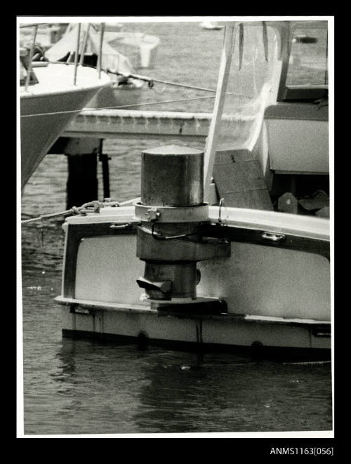 Rear view of SS VAPOUR showing generator mounted outboard for convenience during development