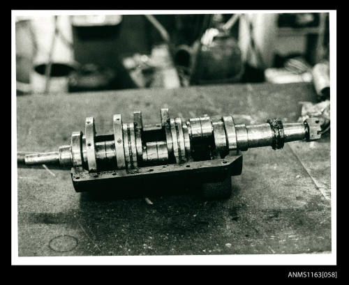 The crankshaft and crankcase half from v-6 Uniflow vapour Motor