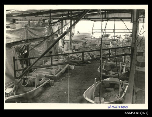 The boat moulds on factory floor