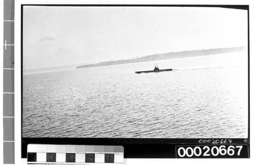 Portside view of unidentified submarine