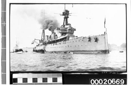 Unidentified Royal Australian Naval vessel near the Royal Botanic Gardens in Sydney