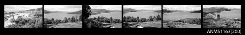 Strip of negatives depicting Wyangala Dam Lakes near Cowra of New South Wales