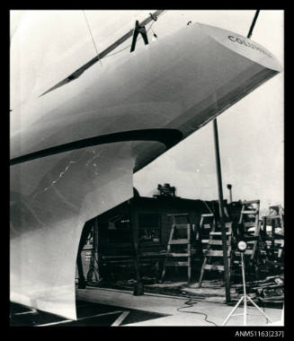 COLUMBIA  sailing yacht in shipyard