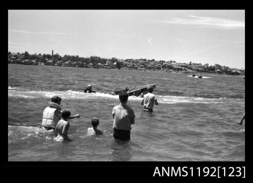 Black and white negative number 24A depicting LITTLE HUNTER , Jctwo7n Low in water, under tow