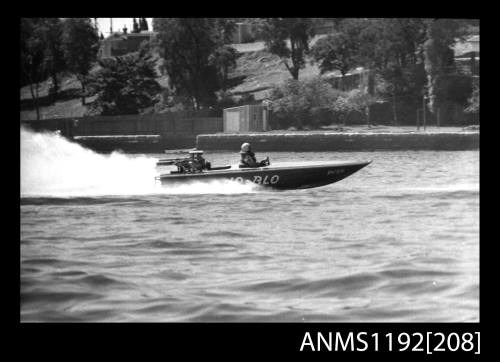 Black and white negative number 20A depicting JO-BLO , Py5n Power boat at speed