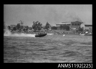 Black and white negative number 17 depicting power boat JO-BLO , Py5n At speed