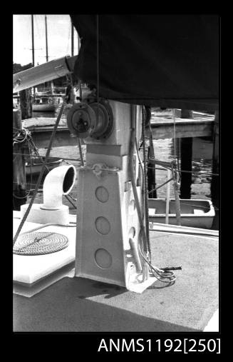 Yawl rigged motor yacht at St George Motor Boat Club, Georges River, Sydney, New South Wales