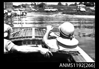 George Kilpatrick in the driver's seat of MELODEE III