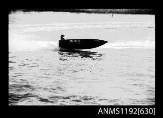 Black and white negative number 12A depicting view of HO-BO SG58N, inboard engine, at turning marker, starboard side view