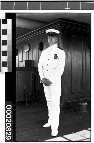 PORT JACKSON training ship - Commander Charles Maitland with teddy bear in breast pocket