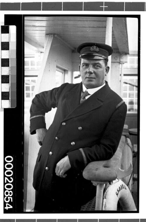 Unidentified officer, possibly Chief Engineer, on board SS OBRA I