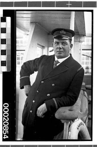 Unidentified officer, possibly Chief Engineer, on board SS OBRA I