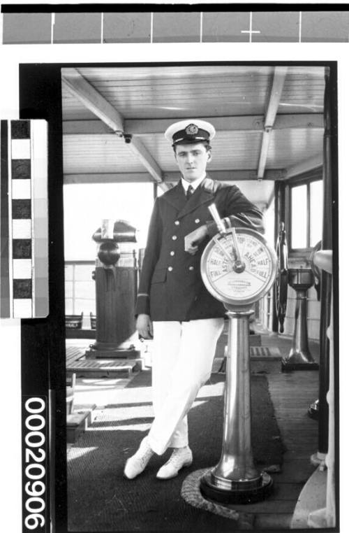 Unidentified merchant marine officer of the British India Steam Navigation Company Ltd possibly on board TSS SHIRALA I or II