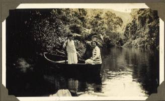 Two women on a canoe