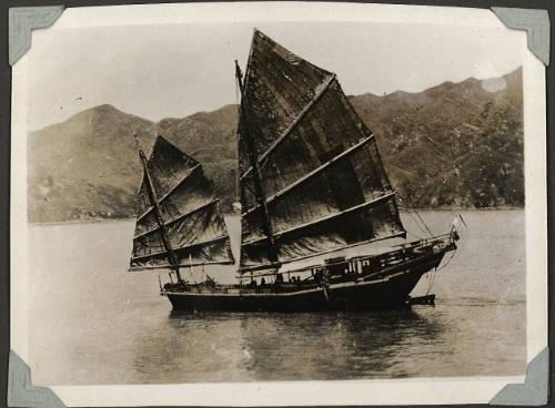 A Chinese junk in Hong Kong Harbour