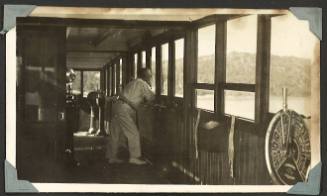 View from inside the bridge of a steamship