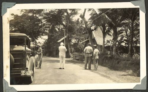 Tourists in a village