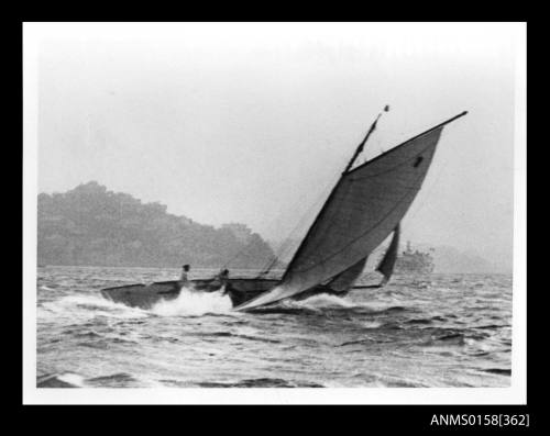 40 foot cutter MAGIC racing during a 60 mile an hour storm on Sydney Harbour
